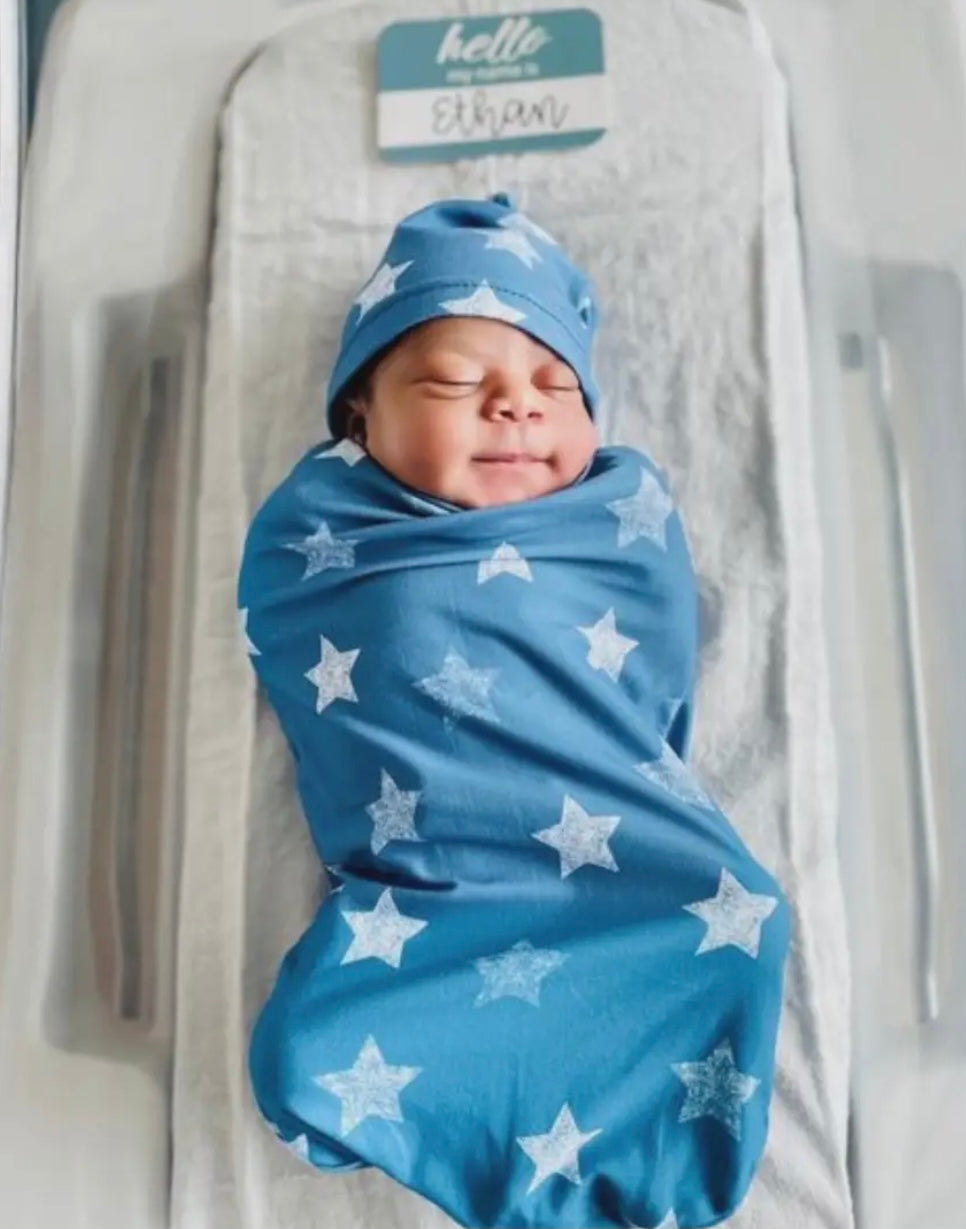 Blue Stars Cutie Cocoon | Matching Cocoon & Hat Set | Itzy Ritzy