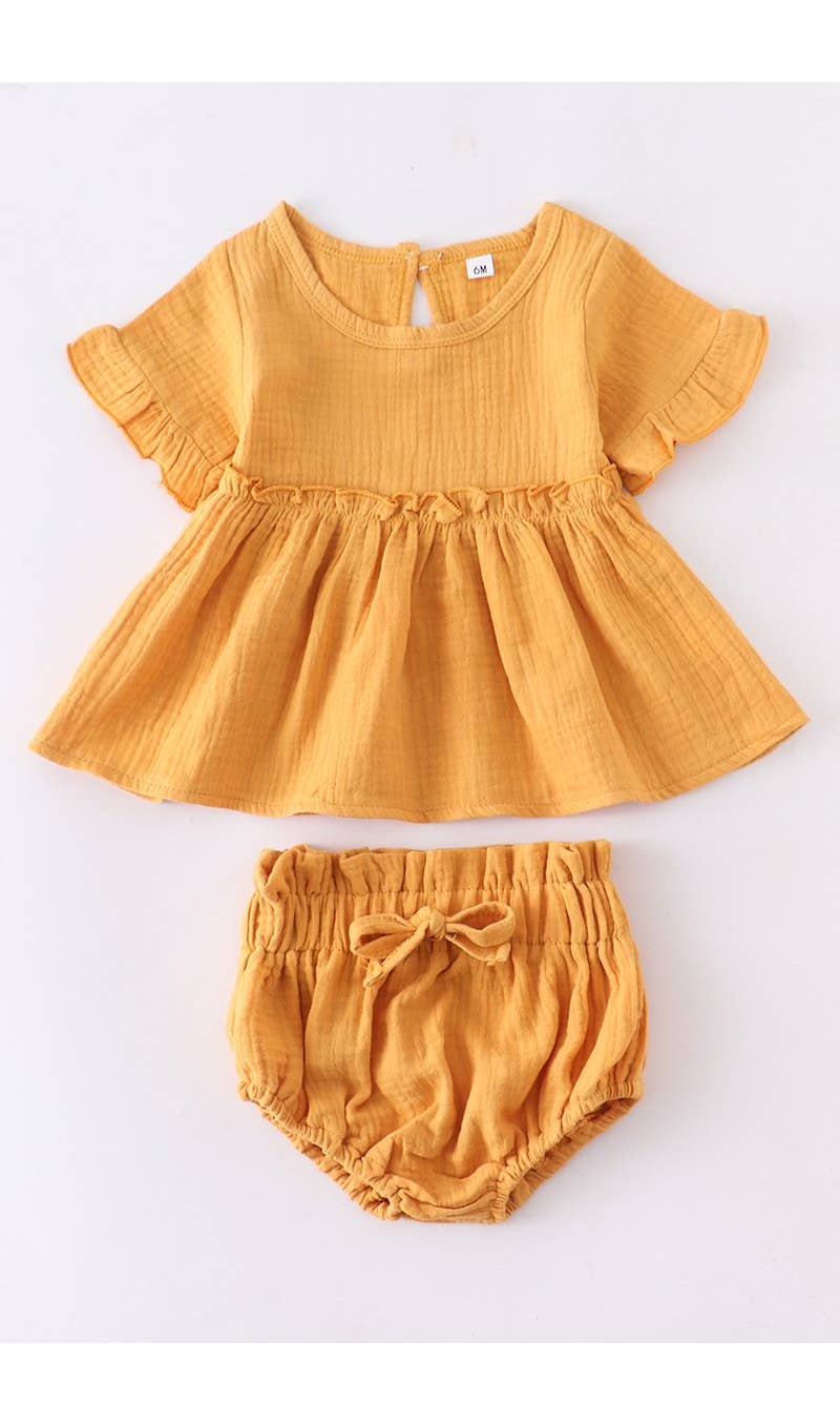 mustard ruffle baby 2 pcs set | Honeydew
