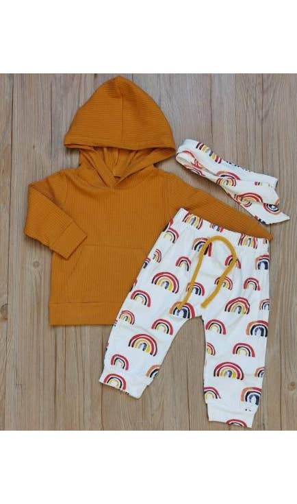 Rainbow mustard baby hoodie set | Honeydew