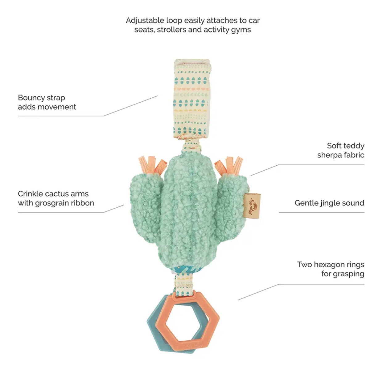 Ritzy Jingle™ Cactus Attachable Travel Toy | Itzy Ritzy (4 Style Options)