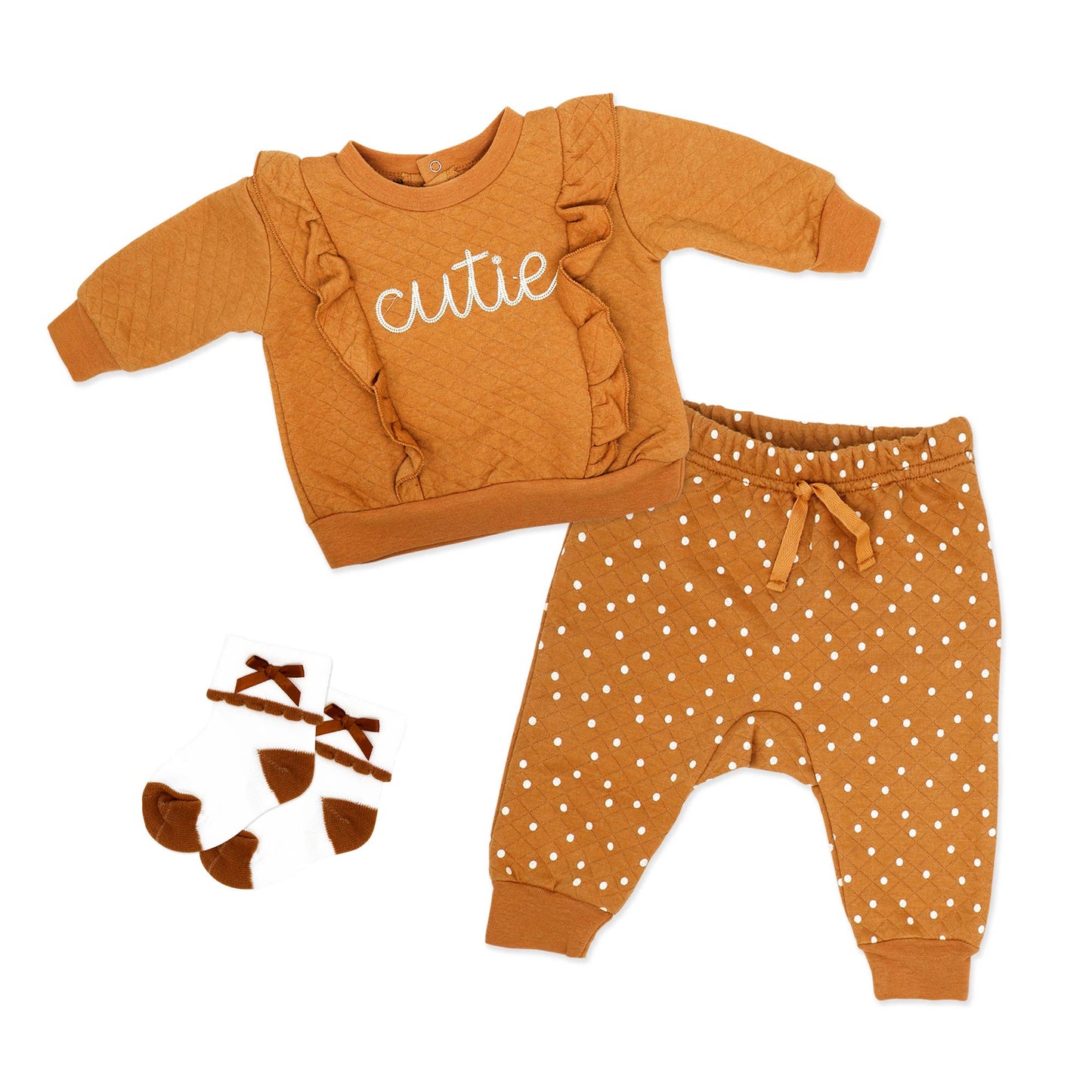 Girls 3 Piece Jogger Set: Cutie