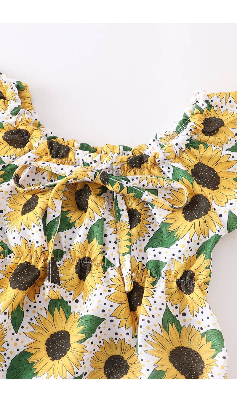 Sunflower ruffle baby romper | Honeydew