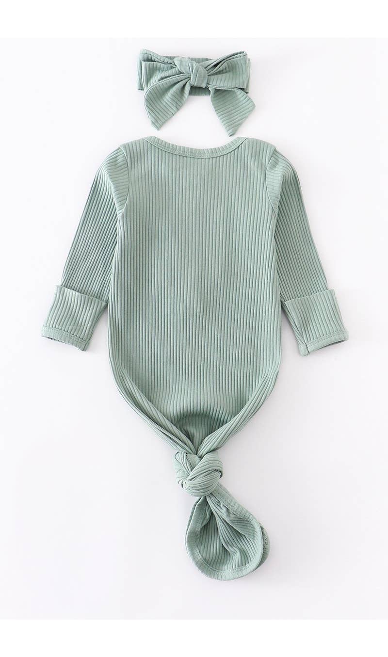 Mint ruffle baby gown | Honeydew